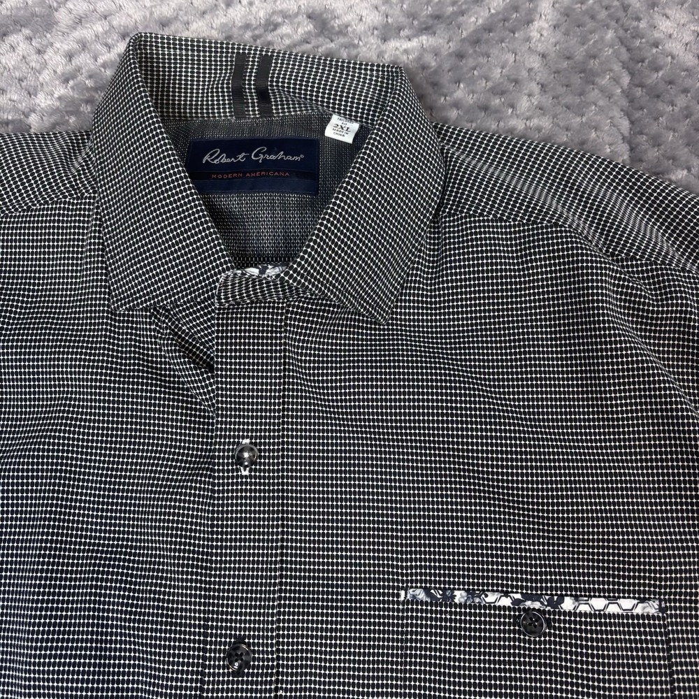 Robert Graham Modern Americana Mens 2XL Black White Pattern Button Down‎ Shirt